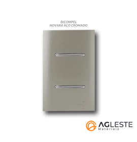 Conjunto Interruptor Duplo Simples 4x2 - Novara Aço Cromado